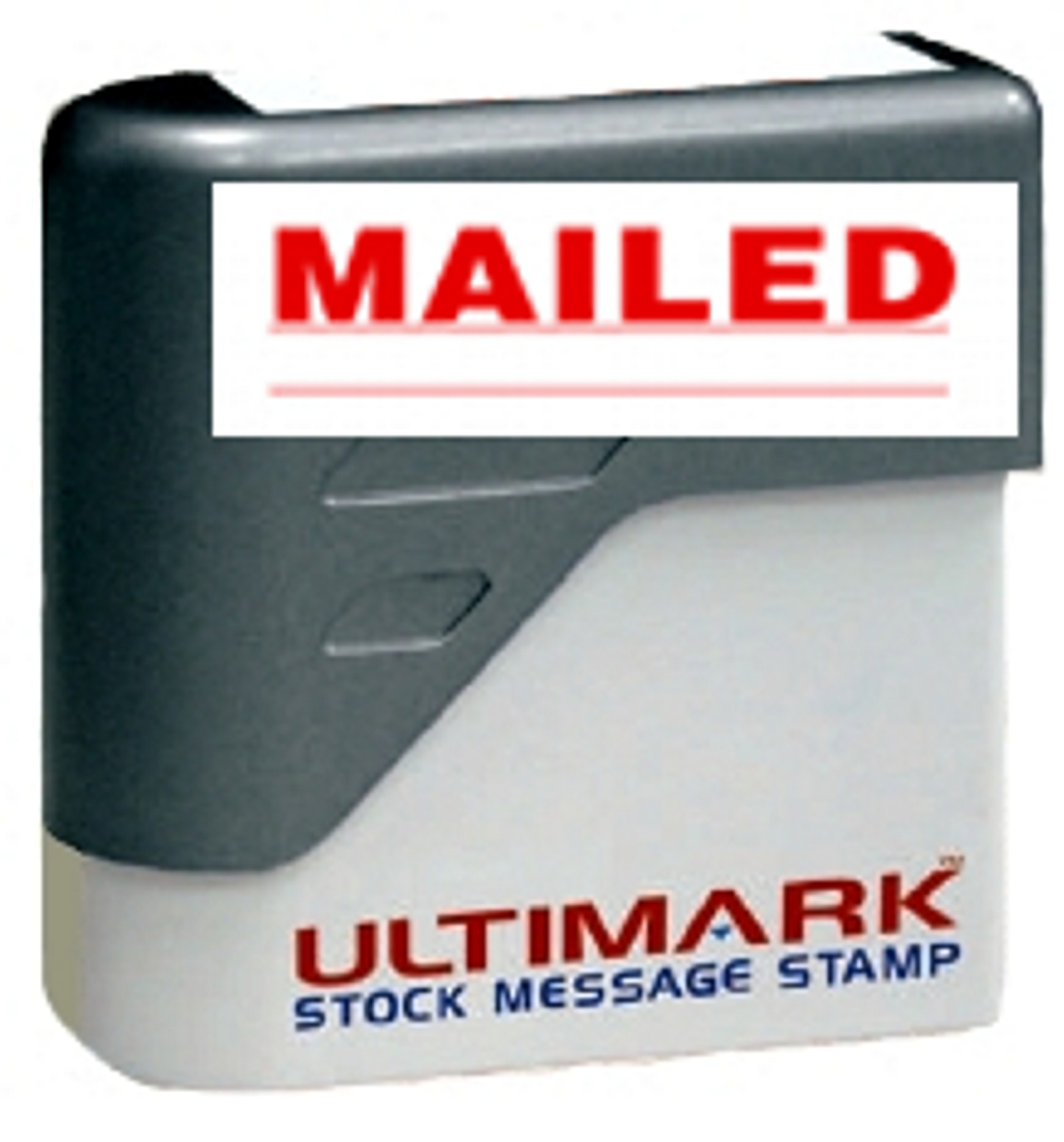 MAILED stamp text on Ultimark Pre-inked Message Stamp with Red Ink