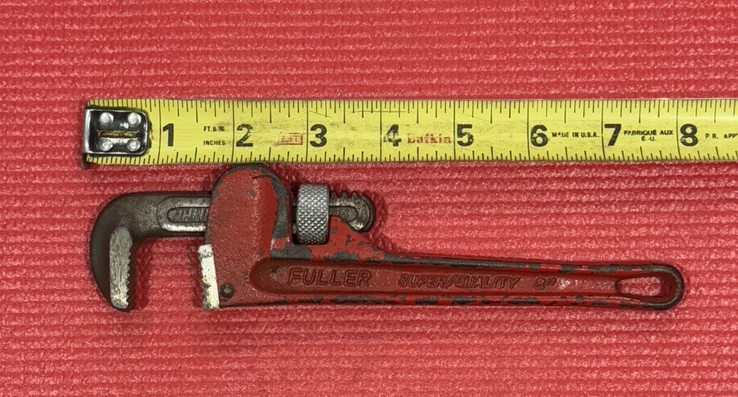 Vintage Fuller 8" Super Quality Red Pipe Wrench - Plumbing Wrench Tool - Japan