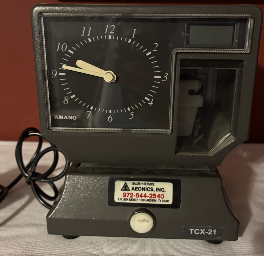 Amano TCX-21 Time Clock for Small Business Employees Made In USA Analog WORKS
