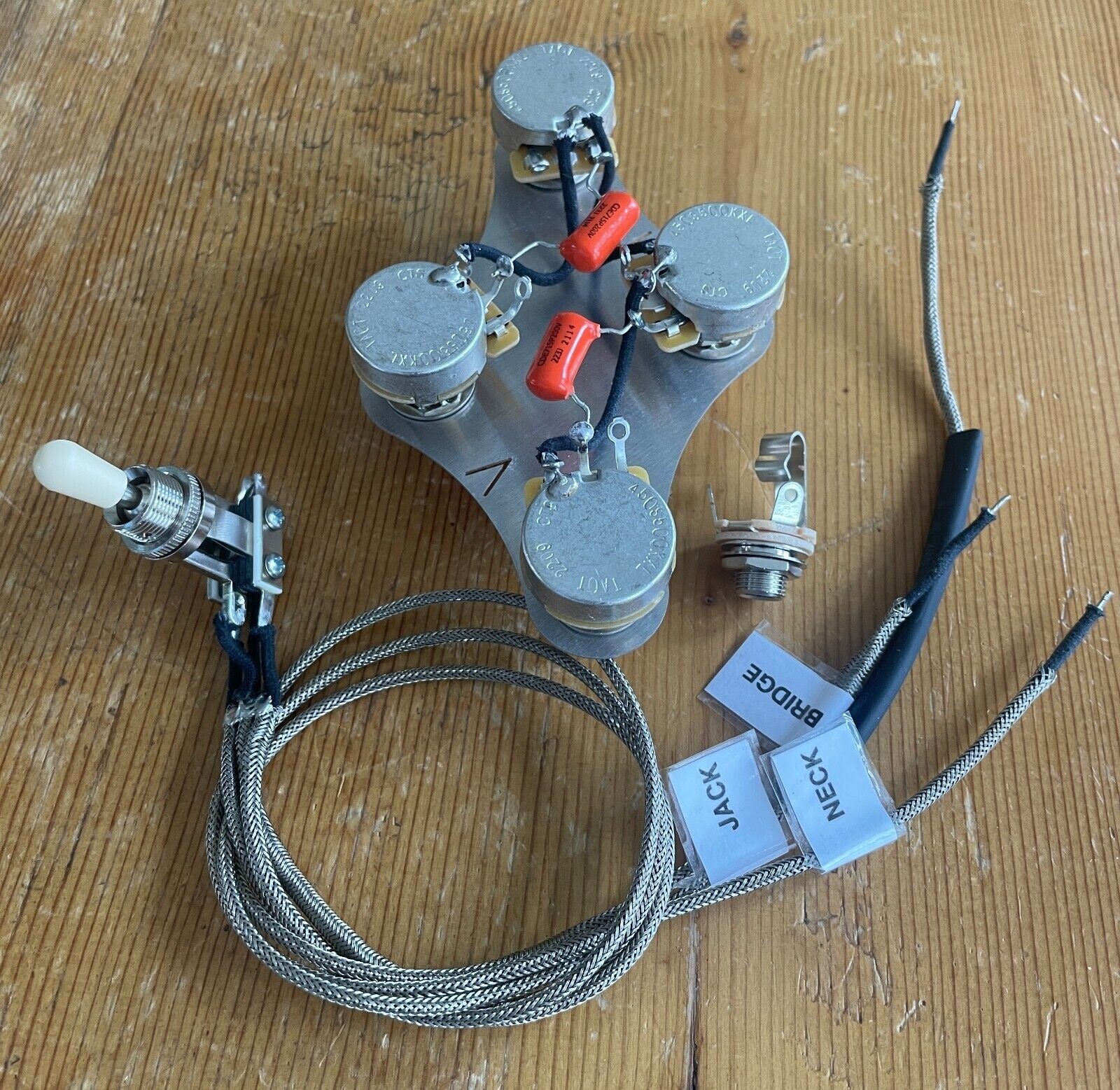 50's Wiring For Gibson Les Paul 500k CTS LONG SHAFT Pots .022 Switchcraft Toggle