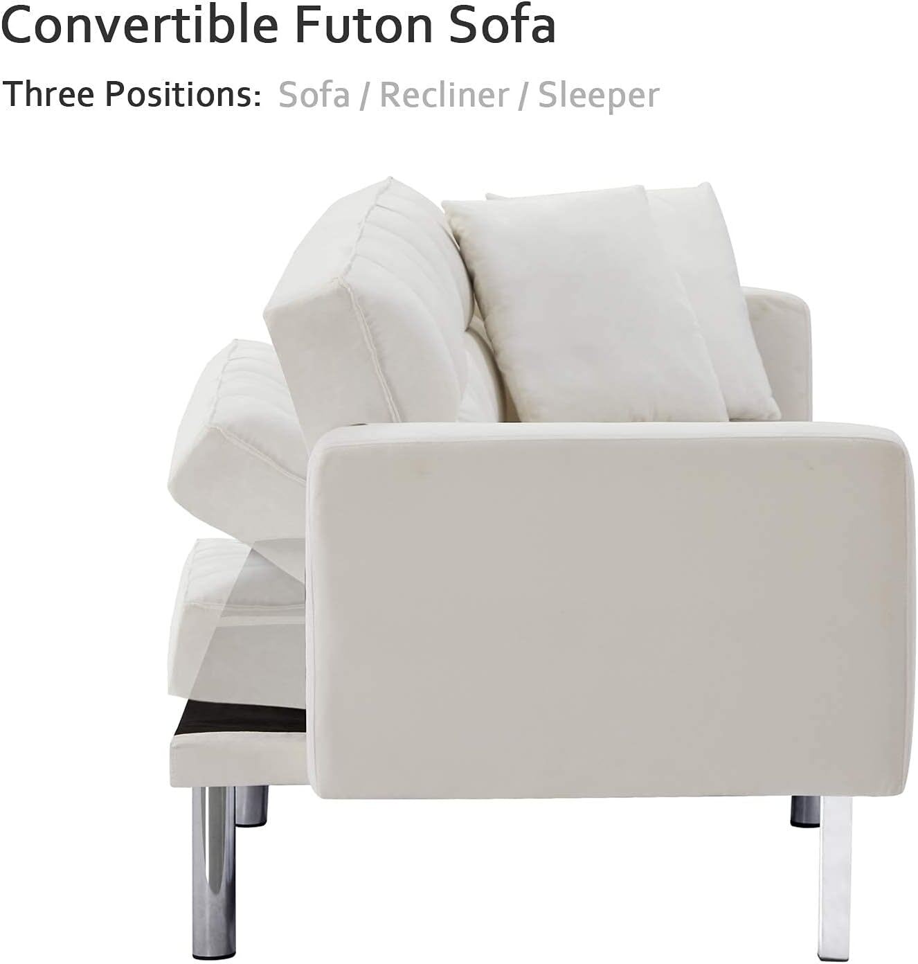 Futon Couch Sleeper Sofa Bed Convertible Loveseat Reclining Sofa Bed with Pillow