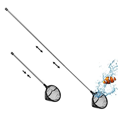 Telescopic Aquarium Fish Net, Fine Mesh Round Fish Net for Fish Tank 3.5 inch