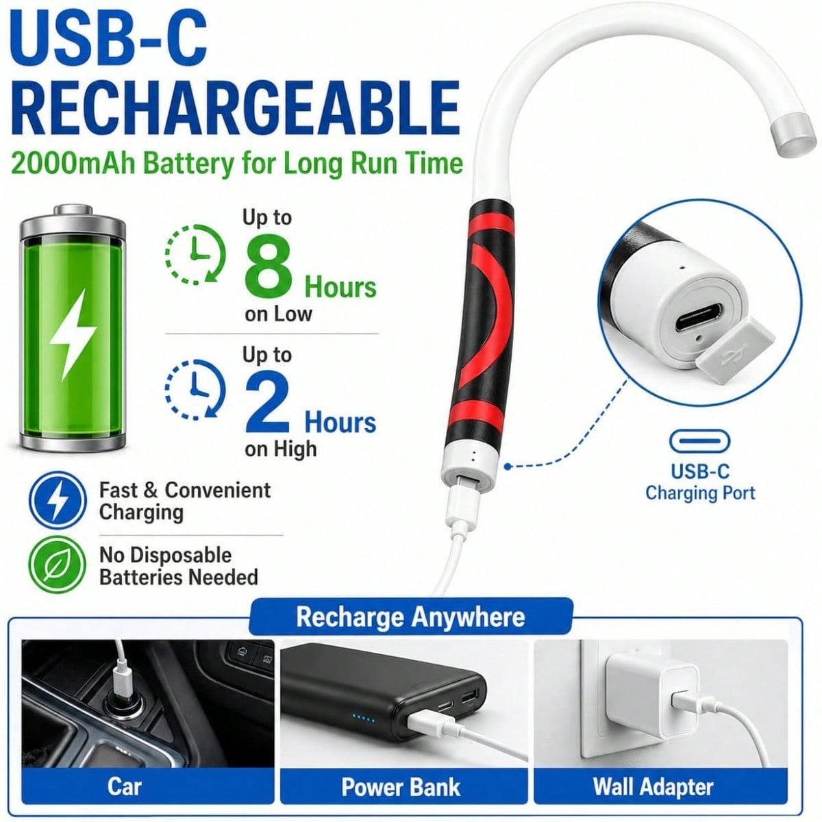 30" Bendable Mechanic Work Light Flexible LED Flashlight Stick for Car Repair
