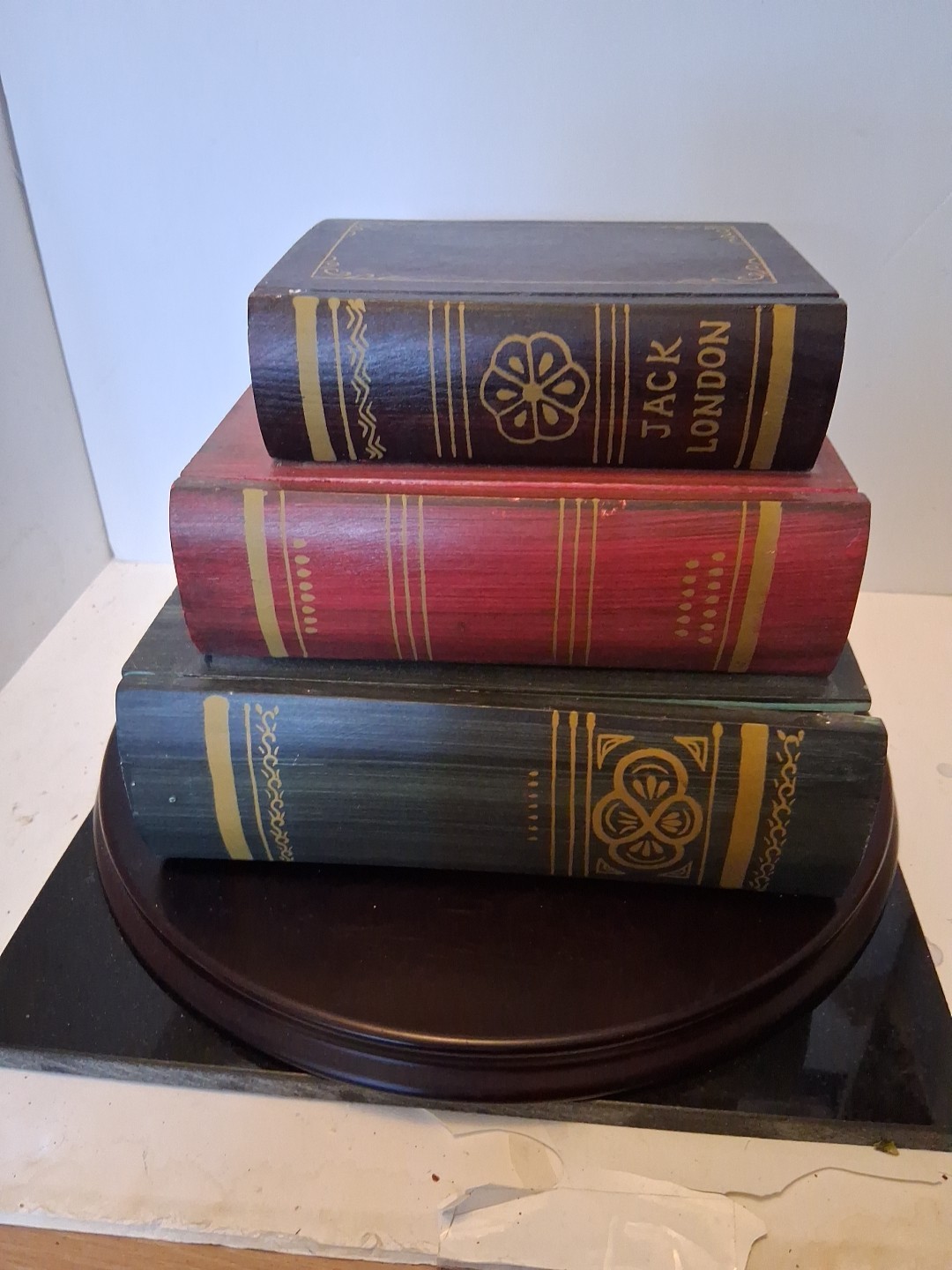 Vintage Wooden Book Stacked Stash Box Hidden Diversion Safe Secret Compartments
