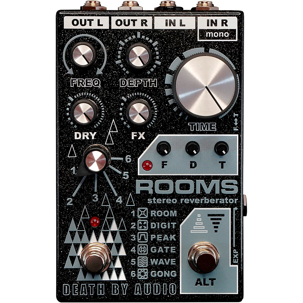 DEATH BY AUDIO Rooms Stereo Reverb Effects Pedal Black Sparkle