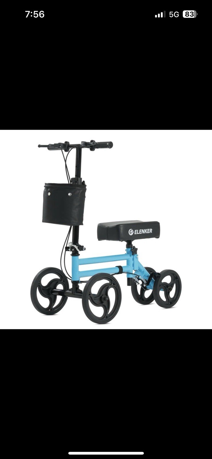 ELENKER Knee Walker Steerable Scooter Crutch YF9005G  BLUE *Excellent, Read*