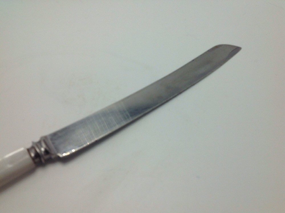 Vintage Lamplough Cutlery Knife Sheffield Stainless Pearlized Handle 8" Blade