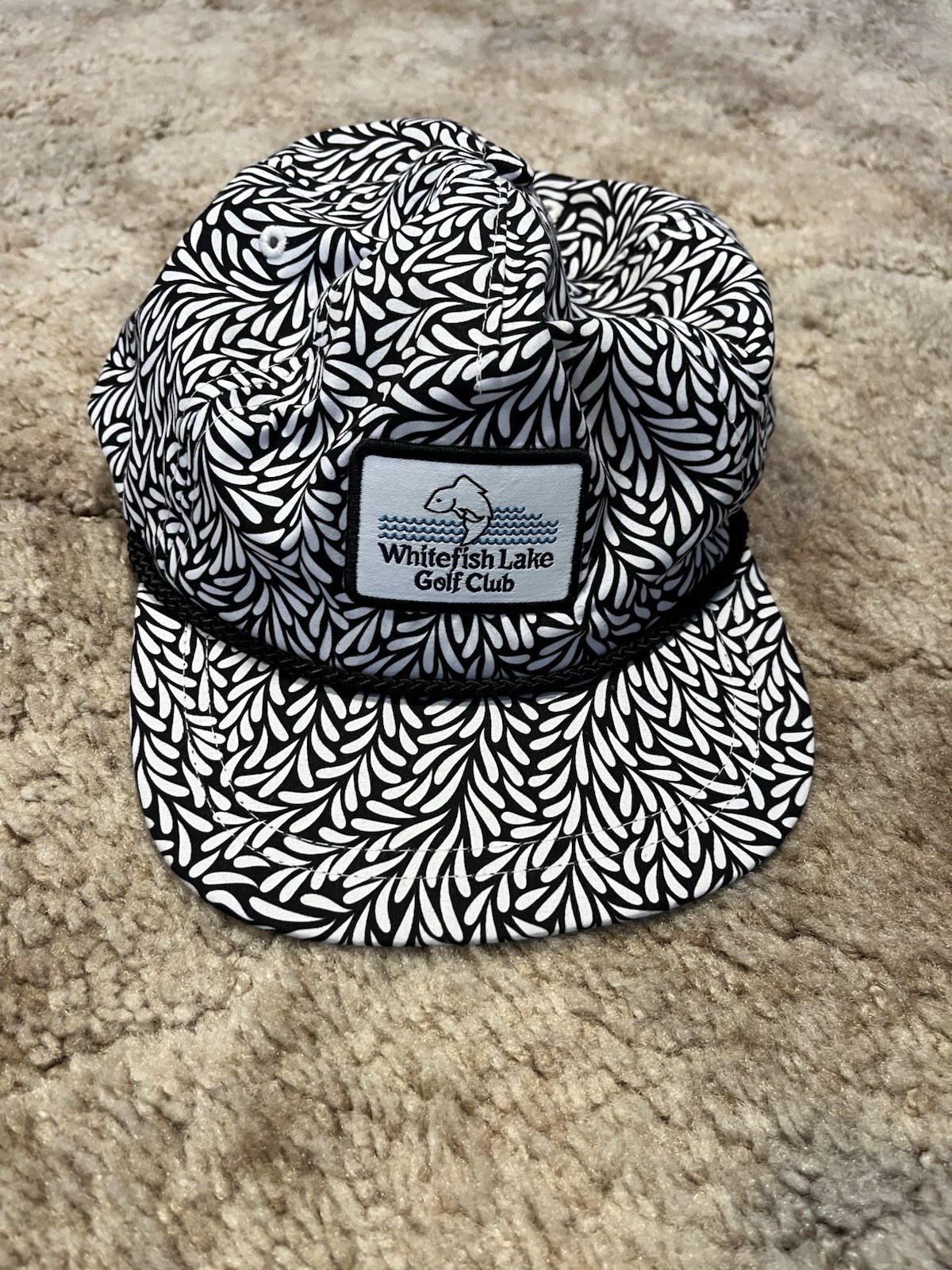 Whitefish Lake Golf Club Leather Strap Patterned Golf Hat