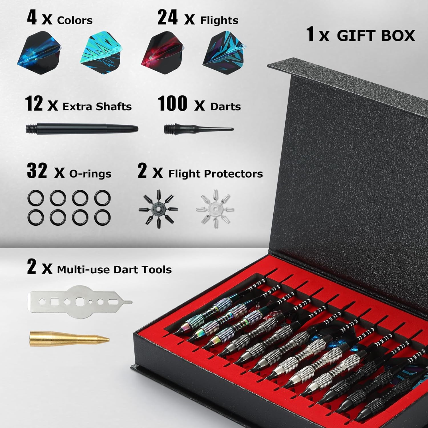Soft Tip Darts Set with Gift Box Dart Case Professional Darts Plastic Tip with 1