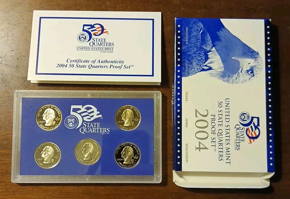 2004 State Quarter Clad Proof Set U.S. Mint Packaging OGP COA
