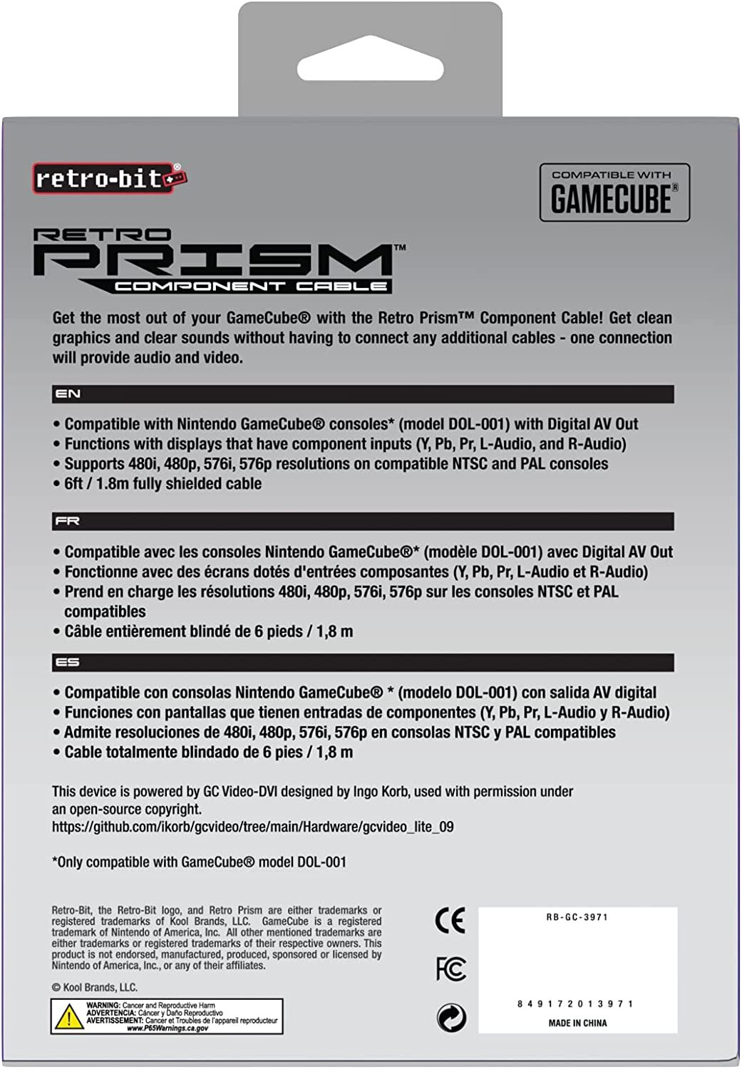 Retro-Bit Retro Prism Component Cable for Nintendo GameCube