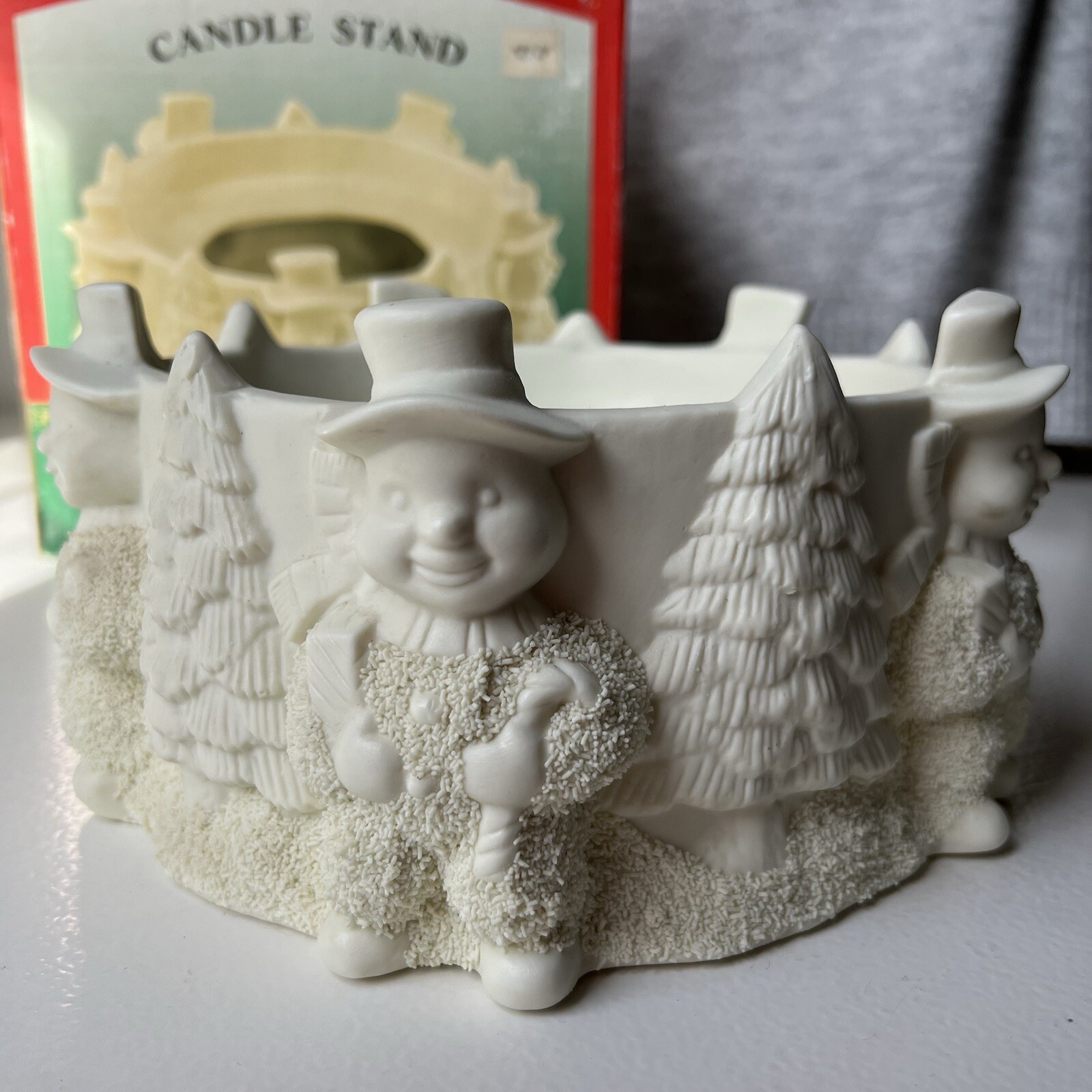 Vintage 1998 Christmas Collection Candle Stand by Lincolnshire Item #4172 Snow