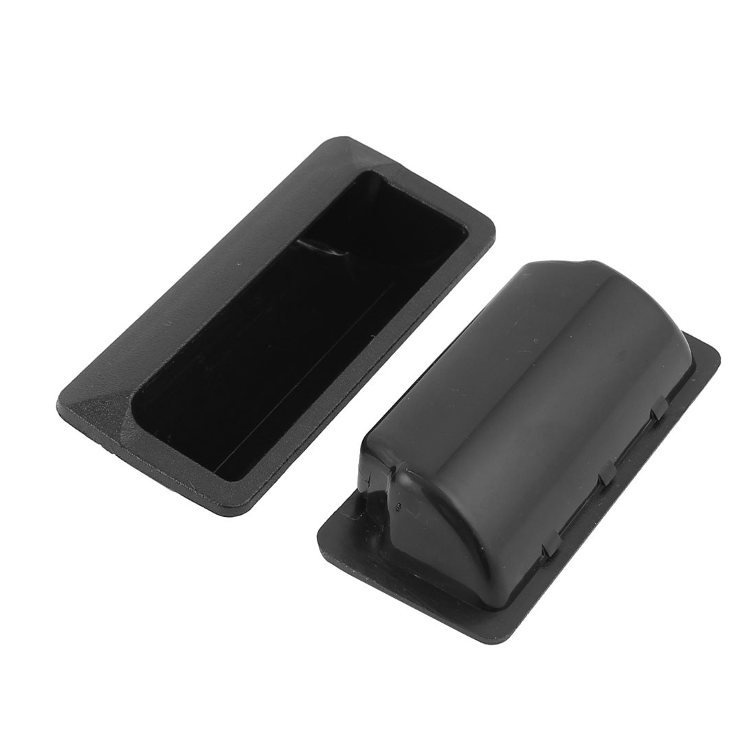 2PCS 108mmx50mm Plastic Rectangle Cabinet Door Flush Recessed Pull Handle Black