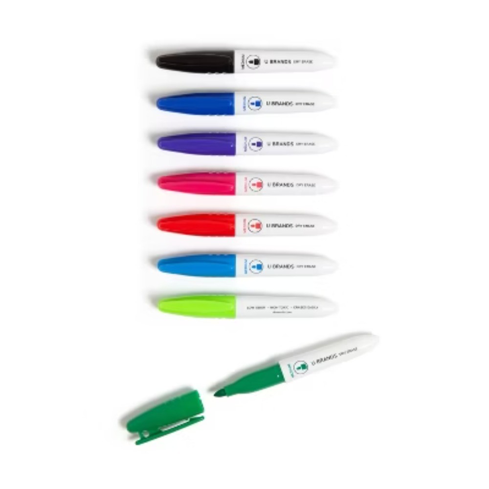 U Brands Mini Dry Erase Markers: Assorted Colors, 8-Pack, Polypropylene,