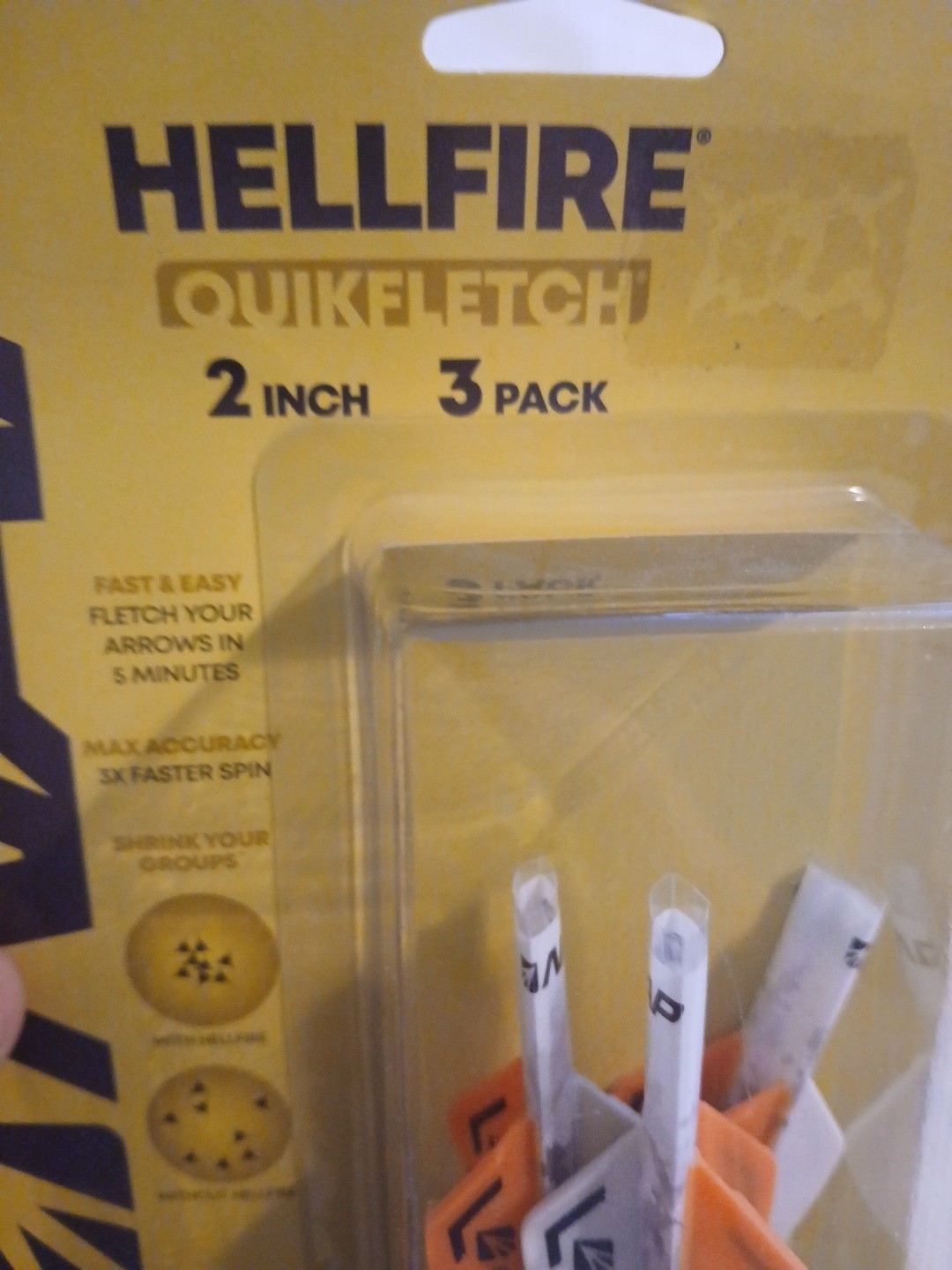 Hellfire Quickfletch Archery Hunting 2 Inch NAP Orange 3 Pack New