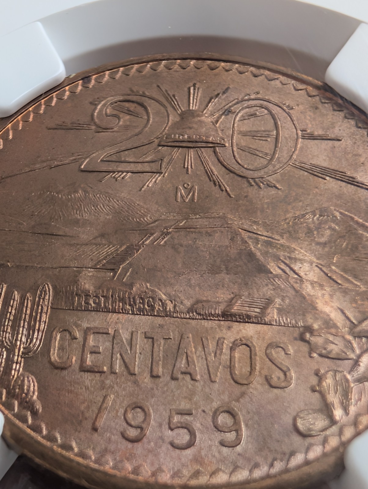 1959 MO Mexico 20 Centavos ~ NGC graded MS 66 RB