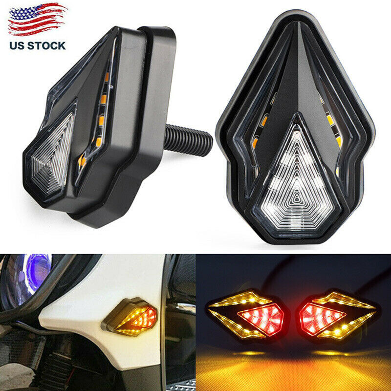 2x Motorcycle Flush Mount Turn Signal Indicator Blinker Red Amber LED Light DRL