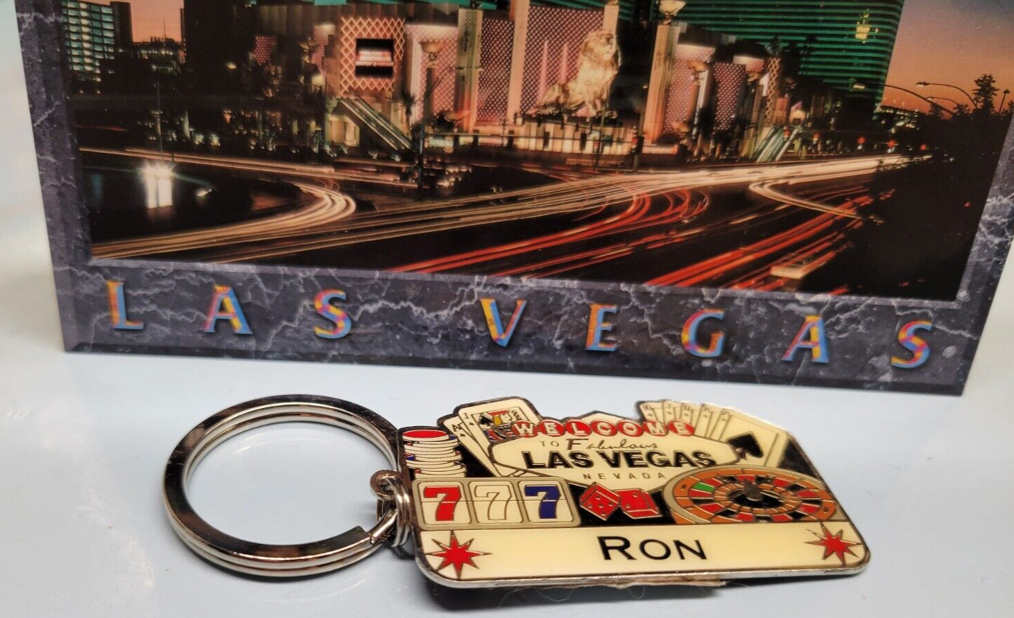 LAS VEGAS PERSONALIZED RON KEYCHAIN SOUVENIR NOS - U