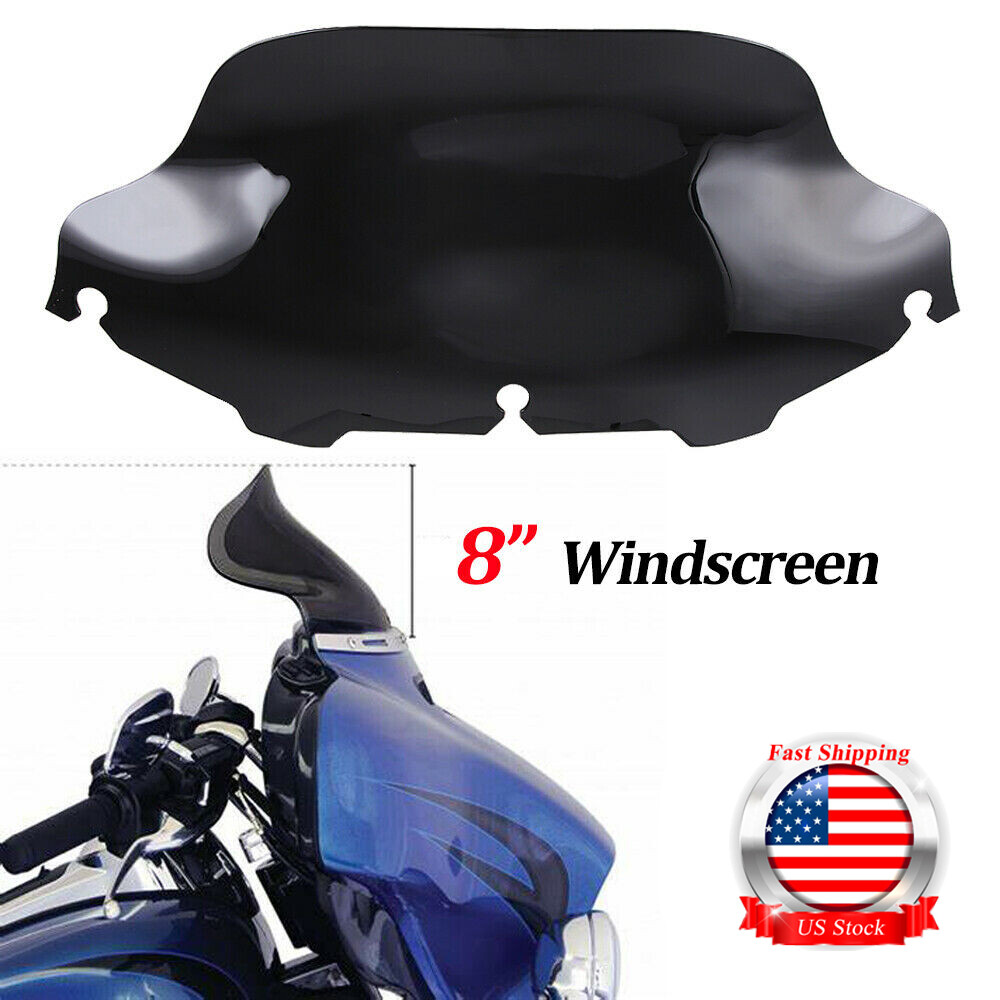 8" Smoke Wave Windshield For Harley Touring Bike Electra Street Glide 96-13 FLHX
