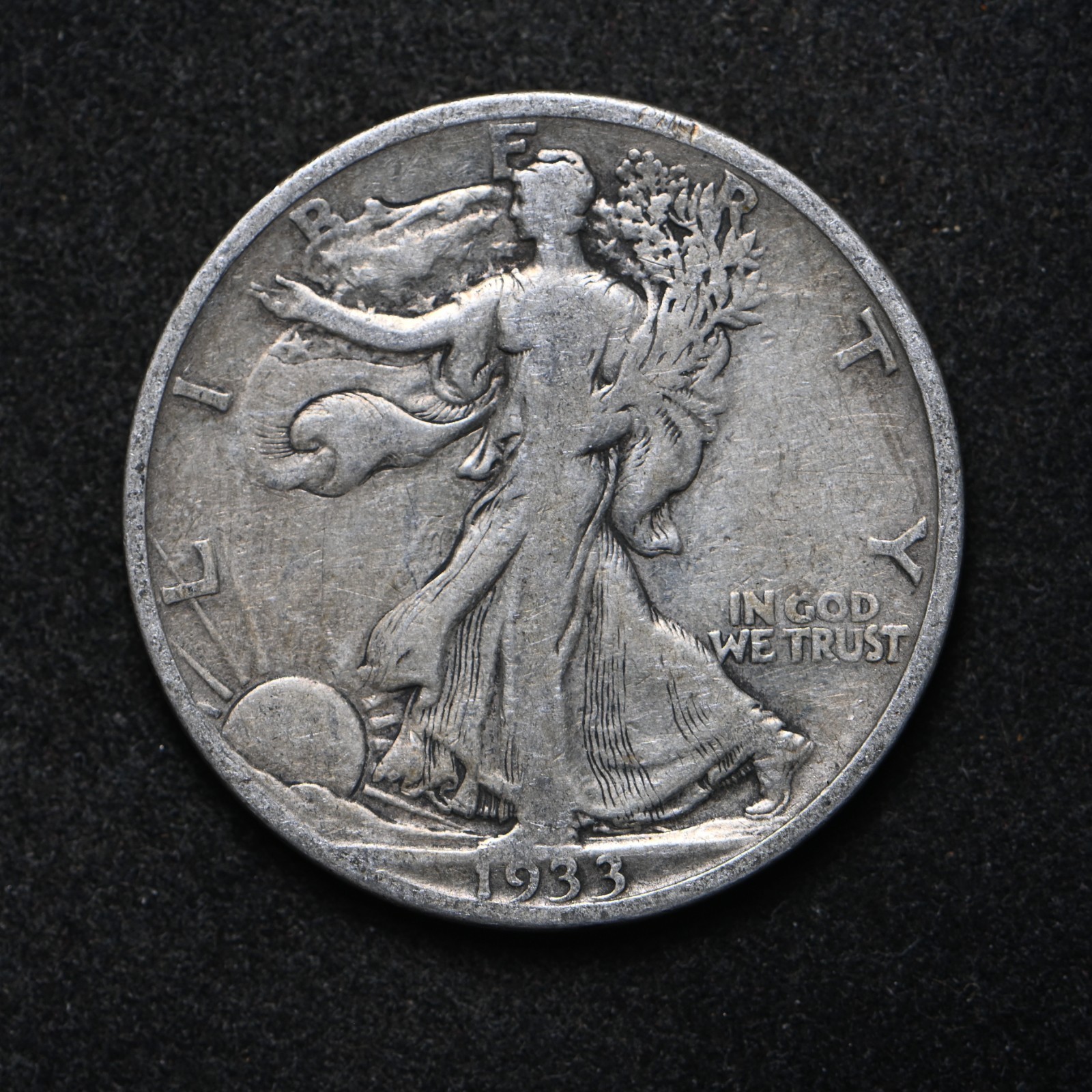 1933-S Walking Liberty Silver Half Dollar  Fine+ (cn16617)