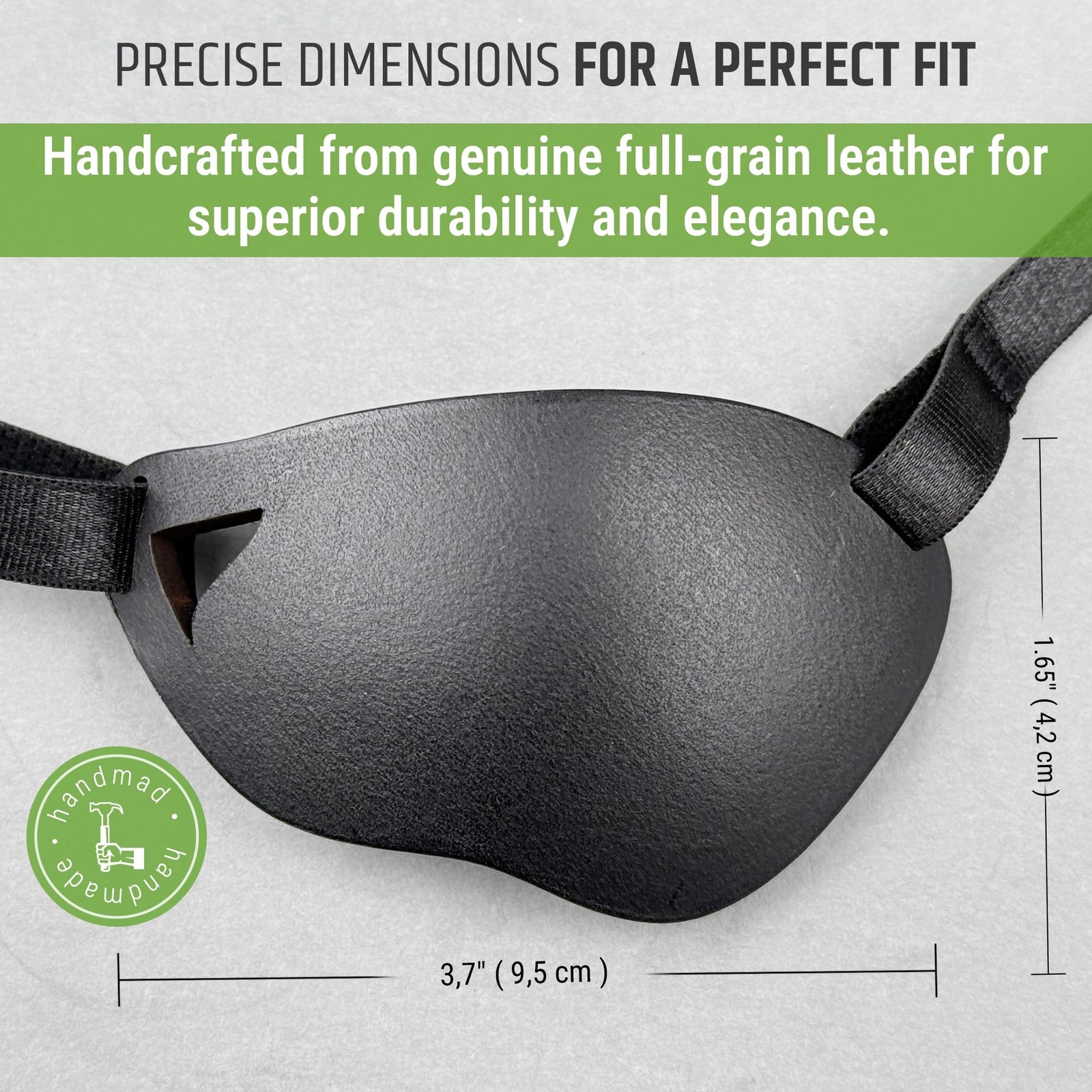 Black Premium Handmade Leather Eye Patch with Soft Foam Padding, Concave Adul...