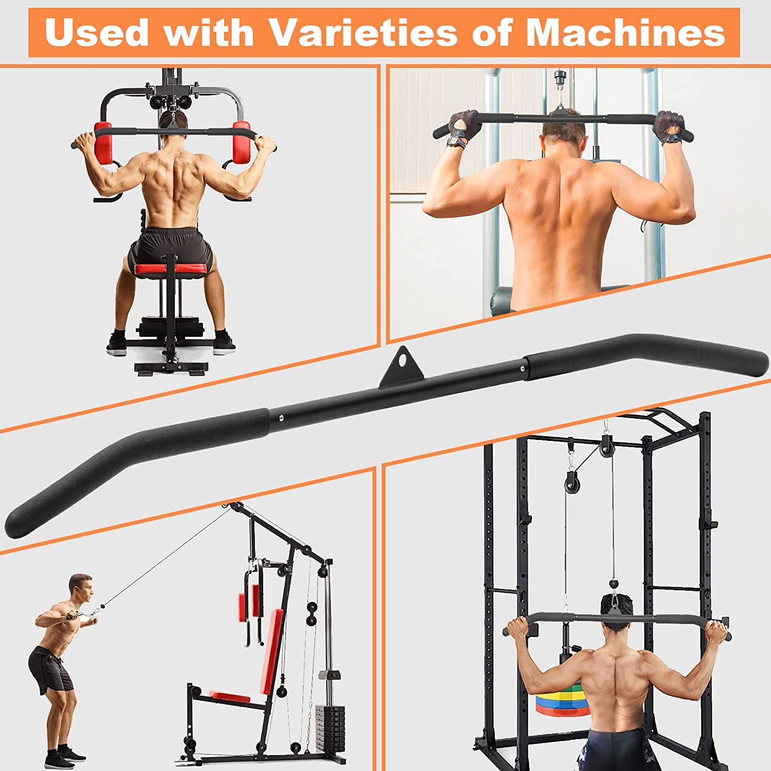 39.37 Inch LAT Pulldown Bar Attachment for Pulley Cable Machine, Curl Tricep Pre