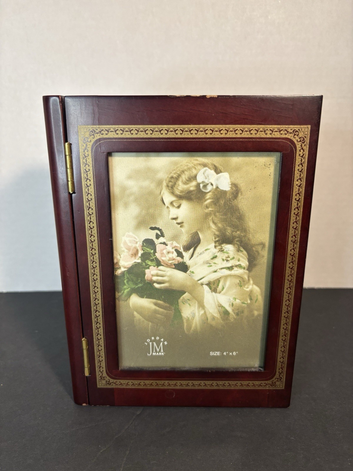 Wooden Book Safe Hidden Storage Box Library Style Decor 4x6 Photo Frame & Album