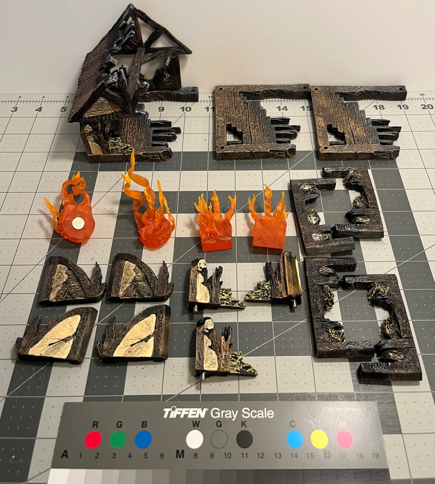 Dwarven Forge Tudor Ruins Add-On Pack factory painted magnetic fire spell effect