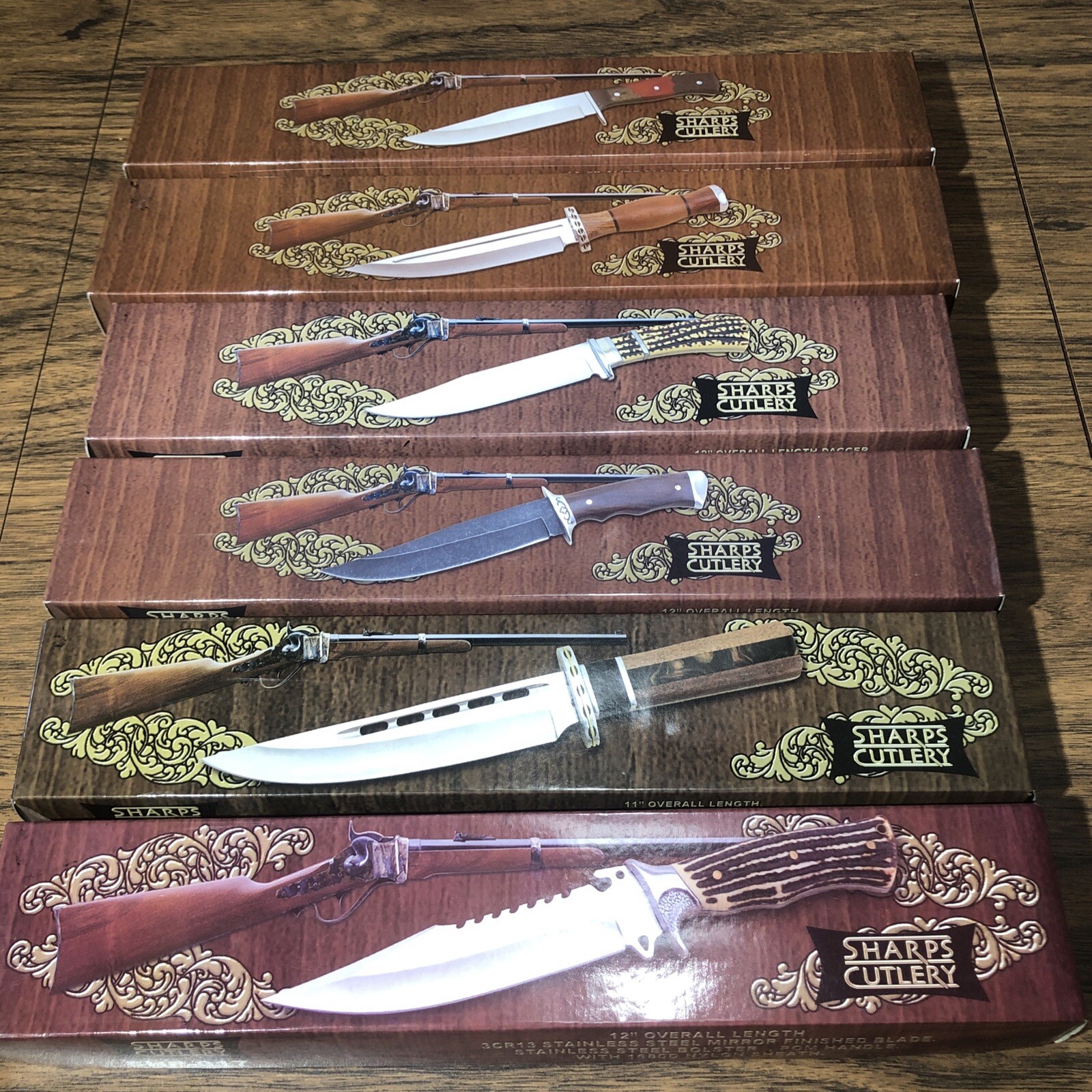 6x SHARPS CUTLERY Knife Lot Fixed 3CR13 STAINLESS Steel BLADES Nylon Sheaths