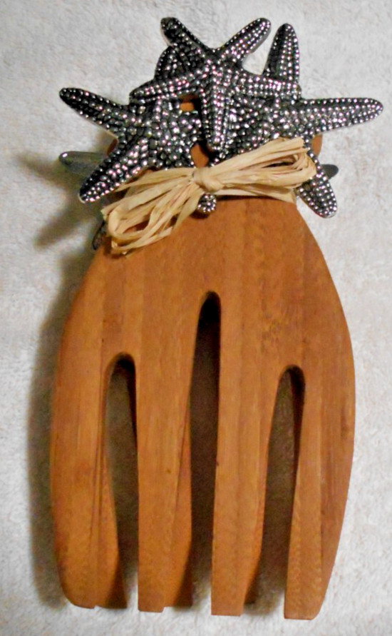 Pair of Wooden Star Fish Salad Tossing Forks