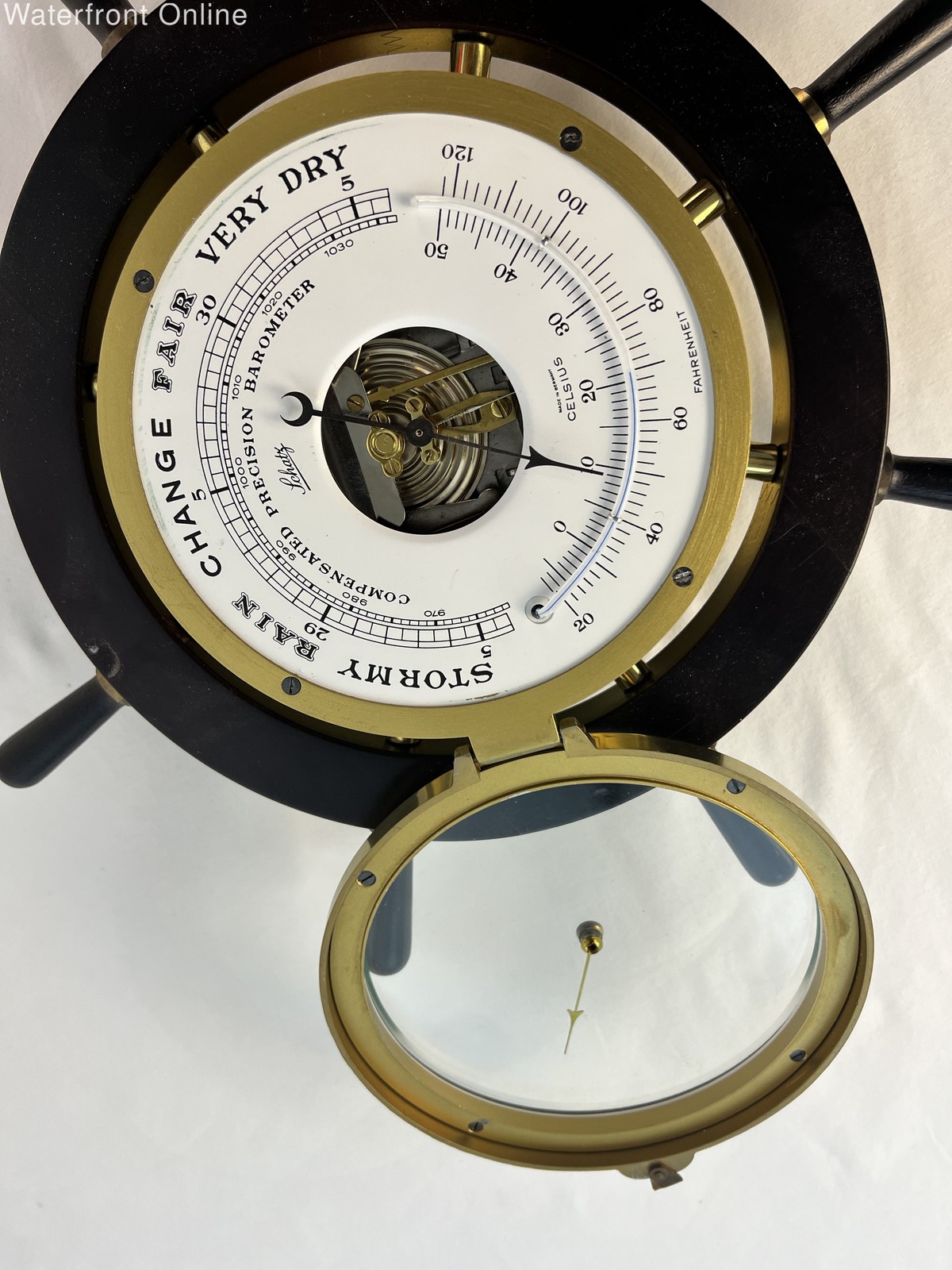 Vintage Schatz German Royal Mariner Compensated Barometer Thermometer Nautical