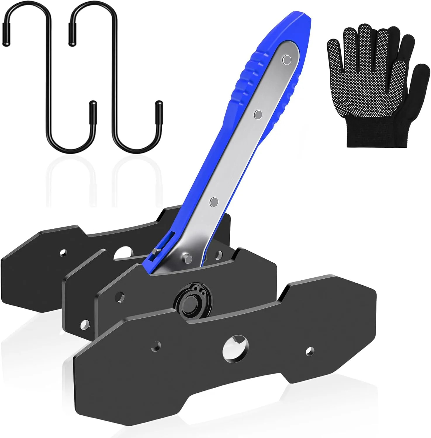 Brake Caliper Compression Tool Ratchet With Steel Plates Hooks And Safety Gloves
