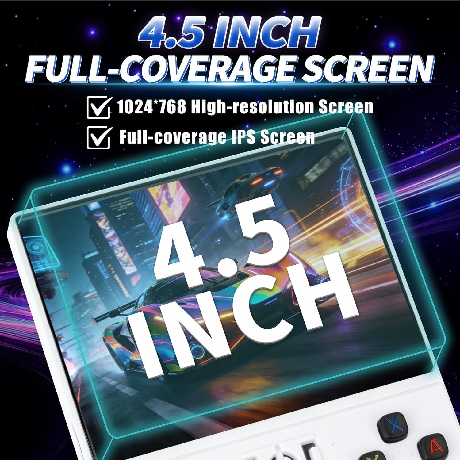 R36MAX 2 Retro Handheld Game Console, 4.5 Inch IPS HD Screen Inch, White