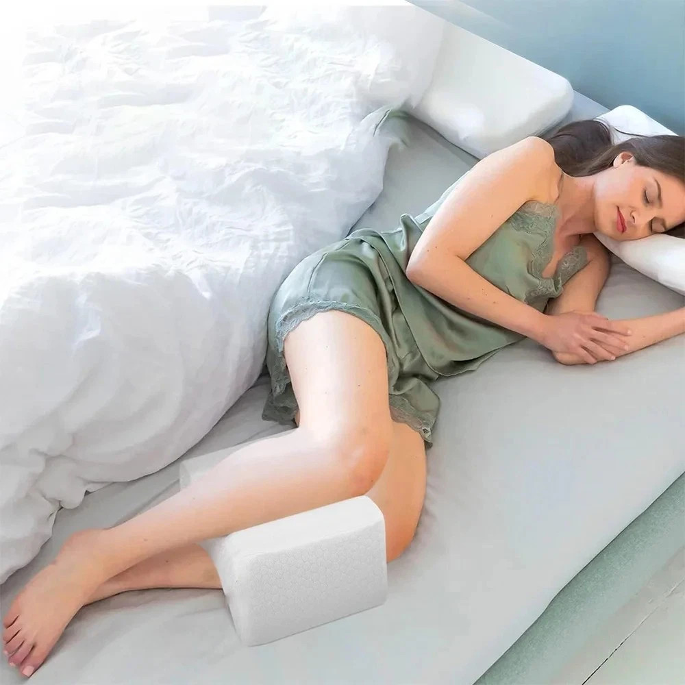 "Memory Foam Leg Pillow for Side Sleepers – Knee Support Pillow with Adjustable"