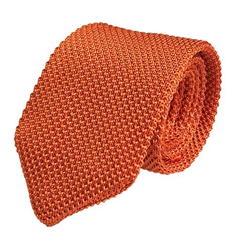 Men's Skinny Knit Tie Vintage Mixed Pattern Casual 2.4" Necktie One Size Orange