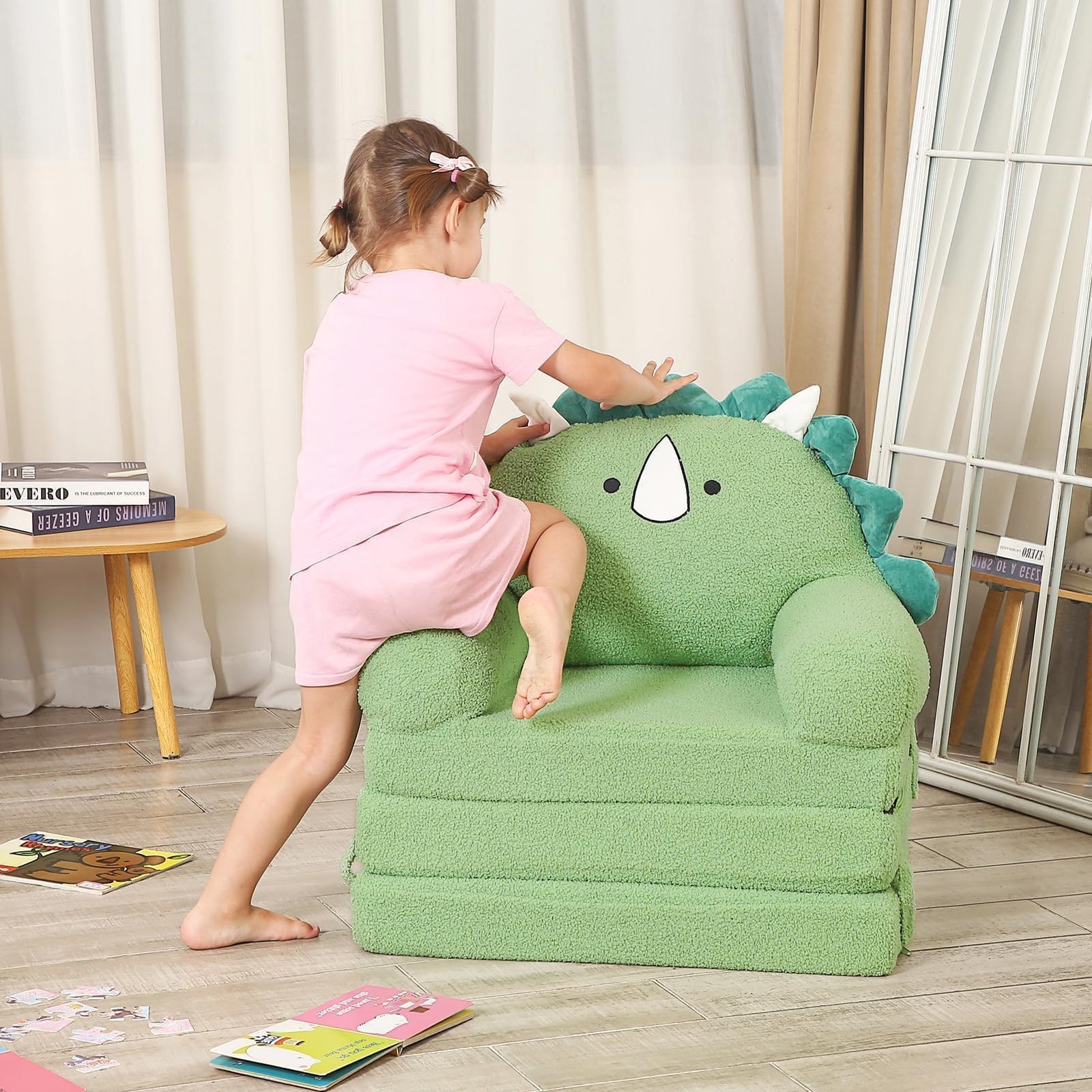 Sofa, Sherpa Couch with Tri-Layer Foam Cushions, Comfy Seating for Age 3–6 Ye...