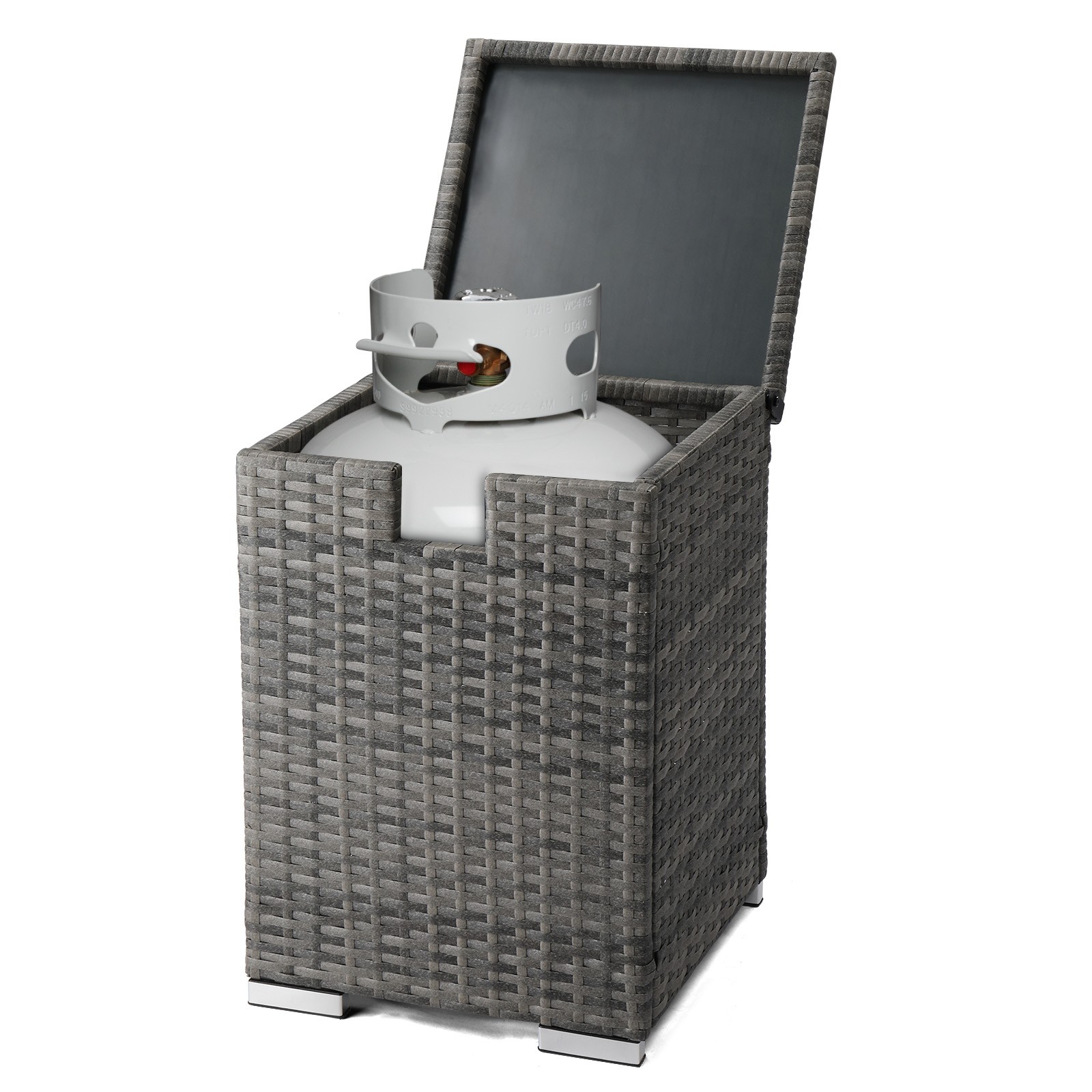 Iron Frame 22inch H Gas Bottle Storage Rattan Side Table Grey/Black Gradient