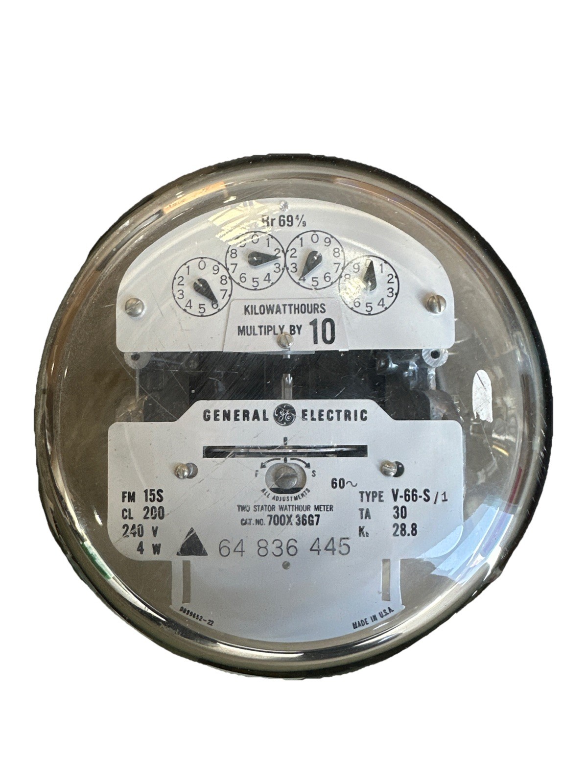 🔴GE, GENERAL ELECTRIC 700X36G7 WATTHOUR METER KWH FM15S 4W 240V V-66-S‼️