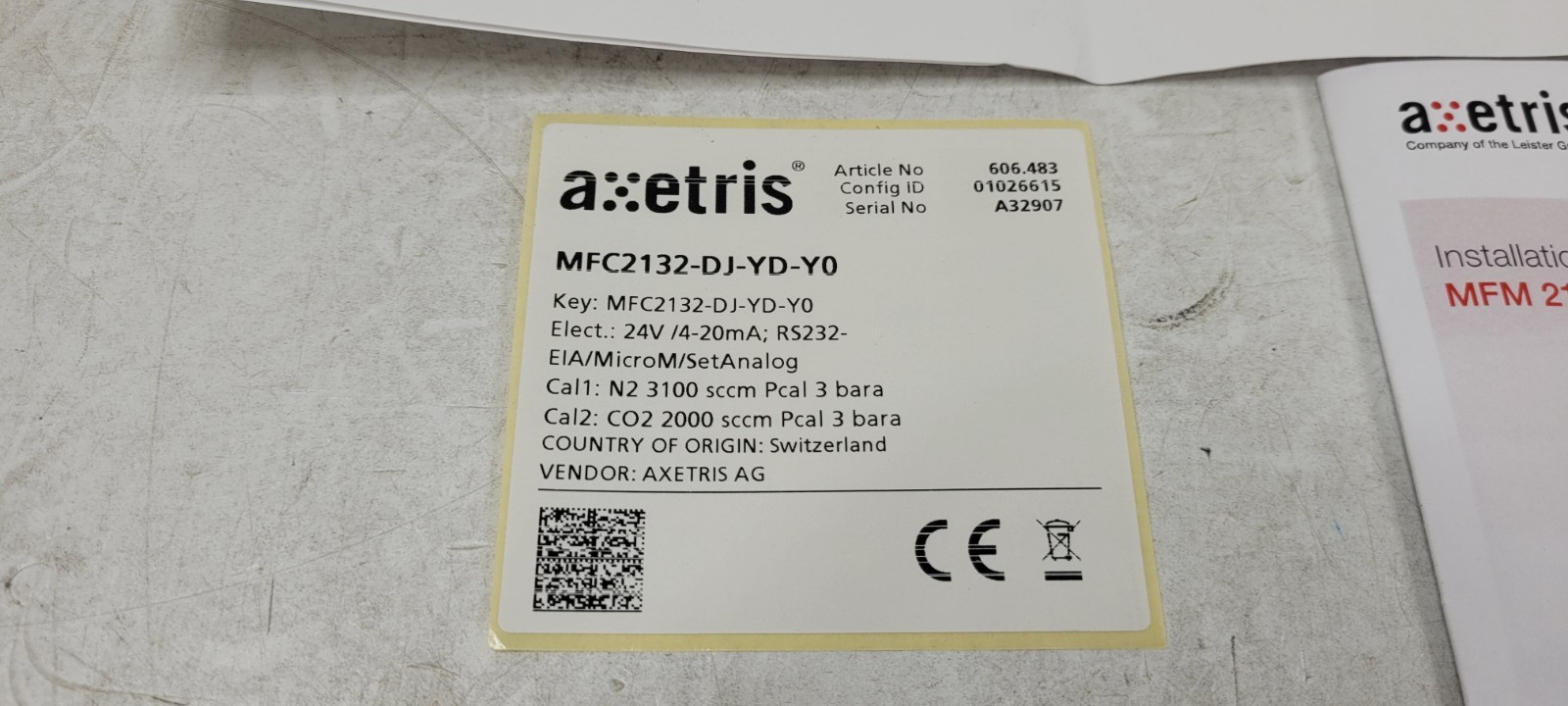 Axetris Leister Mass Flow Controller MFC 2132 RS-232 NEW
