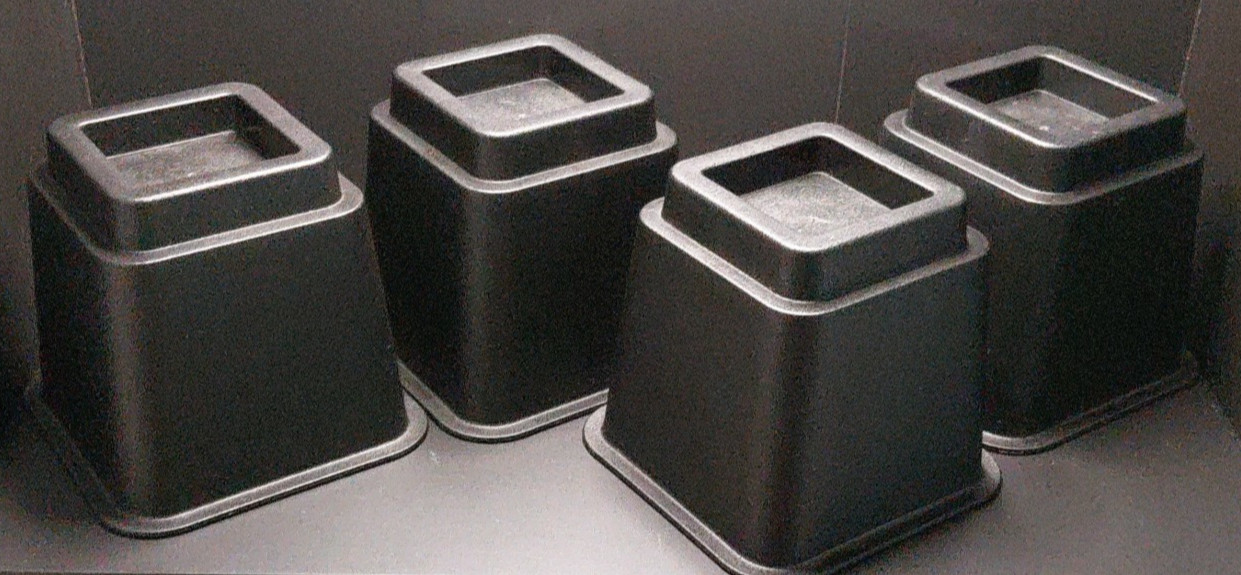 4 Pack Black Bed Risers 5.25" Tall Heavy Duty Furniture Lift Blocks Used