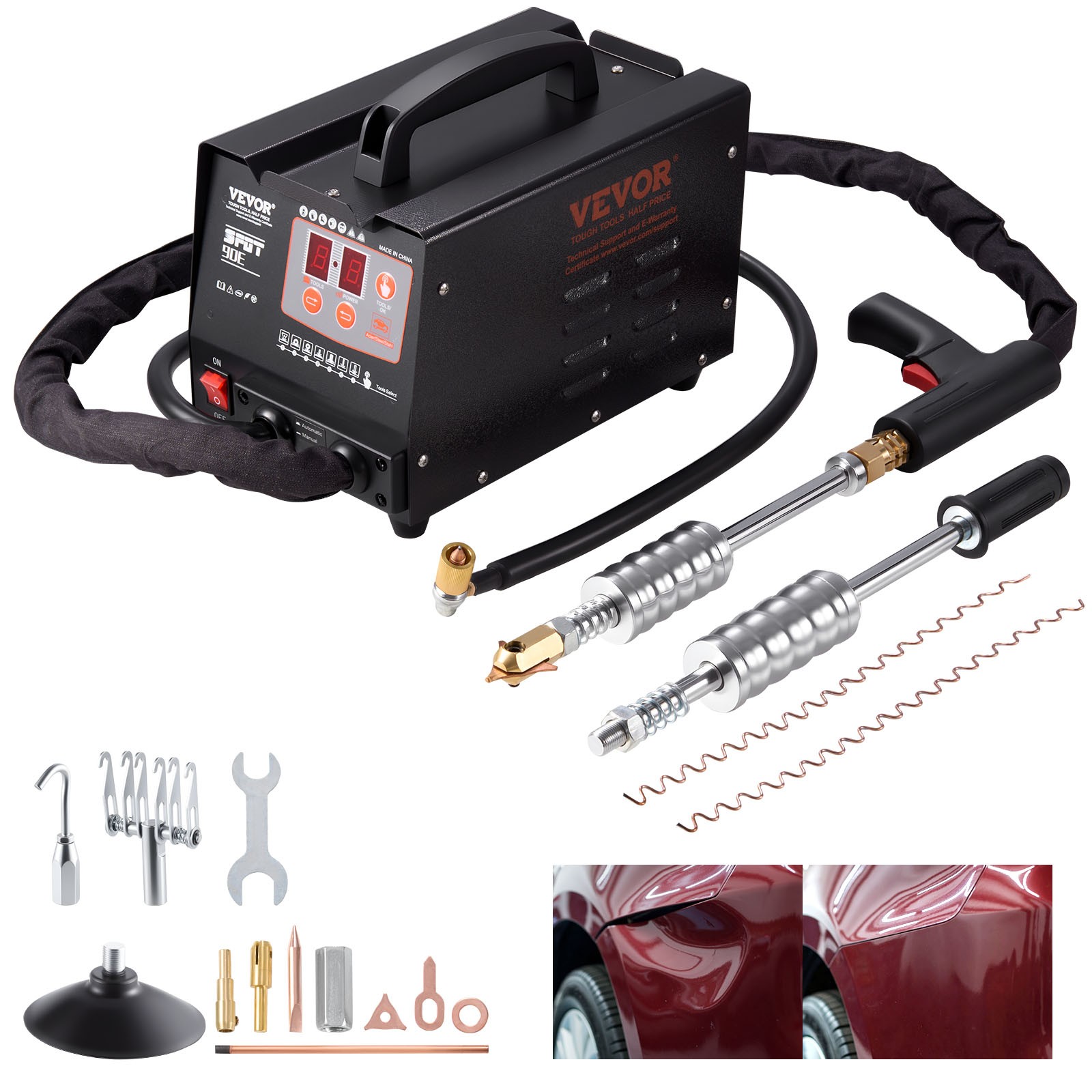 VEVOR Panel Spot Puller G90E Vehicle Dent Spotter 7 Modes Bonnet Door Repair 3KW