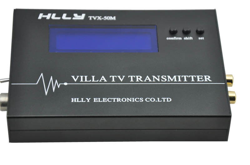 HLLY TVX-50M VHF-UHF Analog tv transmitter + Power + Antenna Black