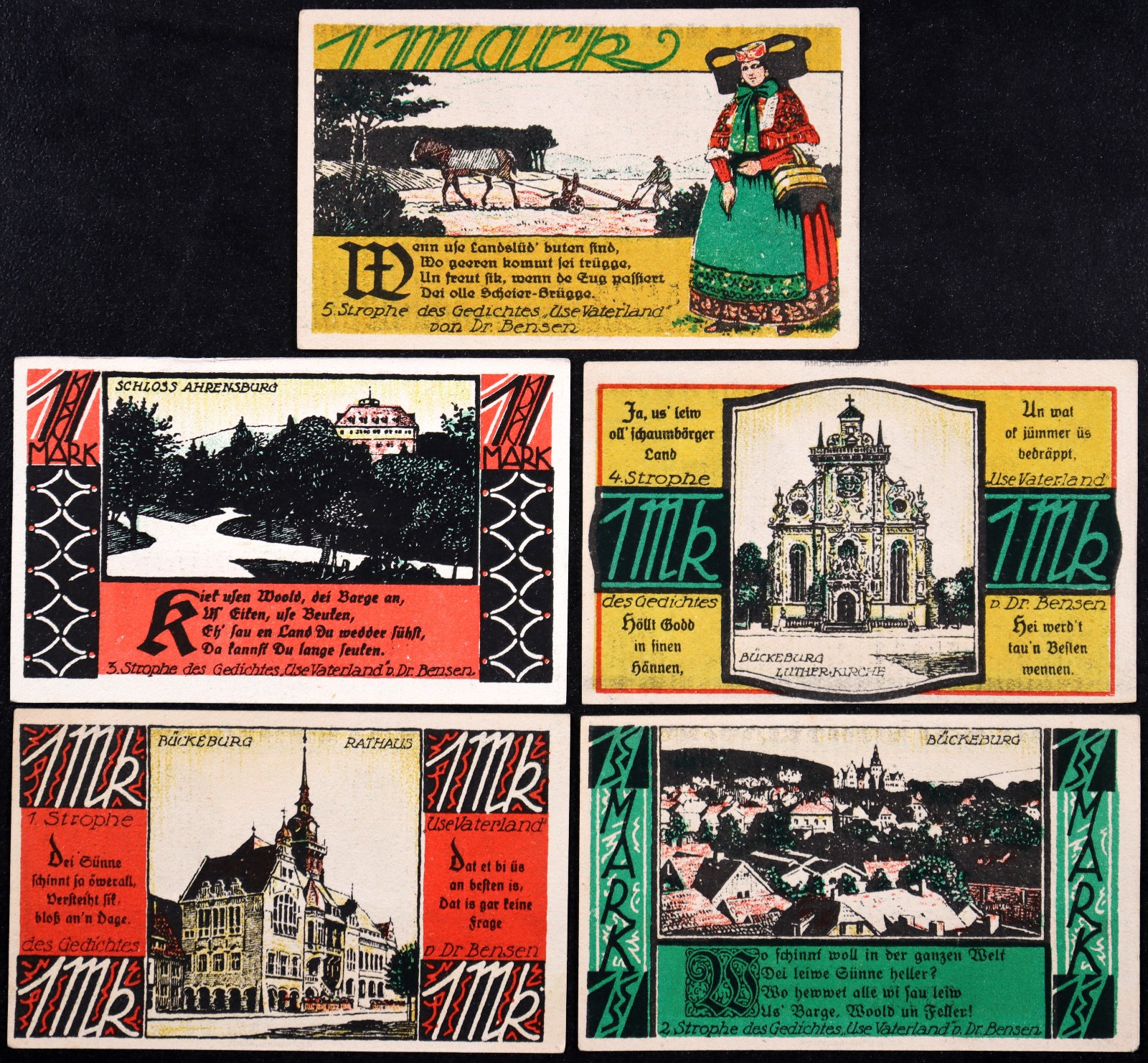 BÜCKEBURG 1921 "Jäger-Appell" Complete Series German Notgeld Tracht