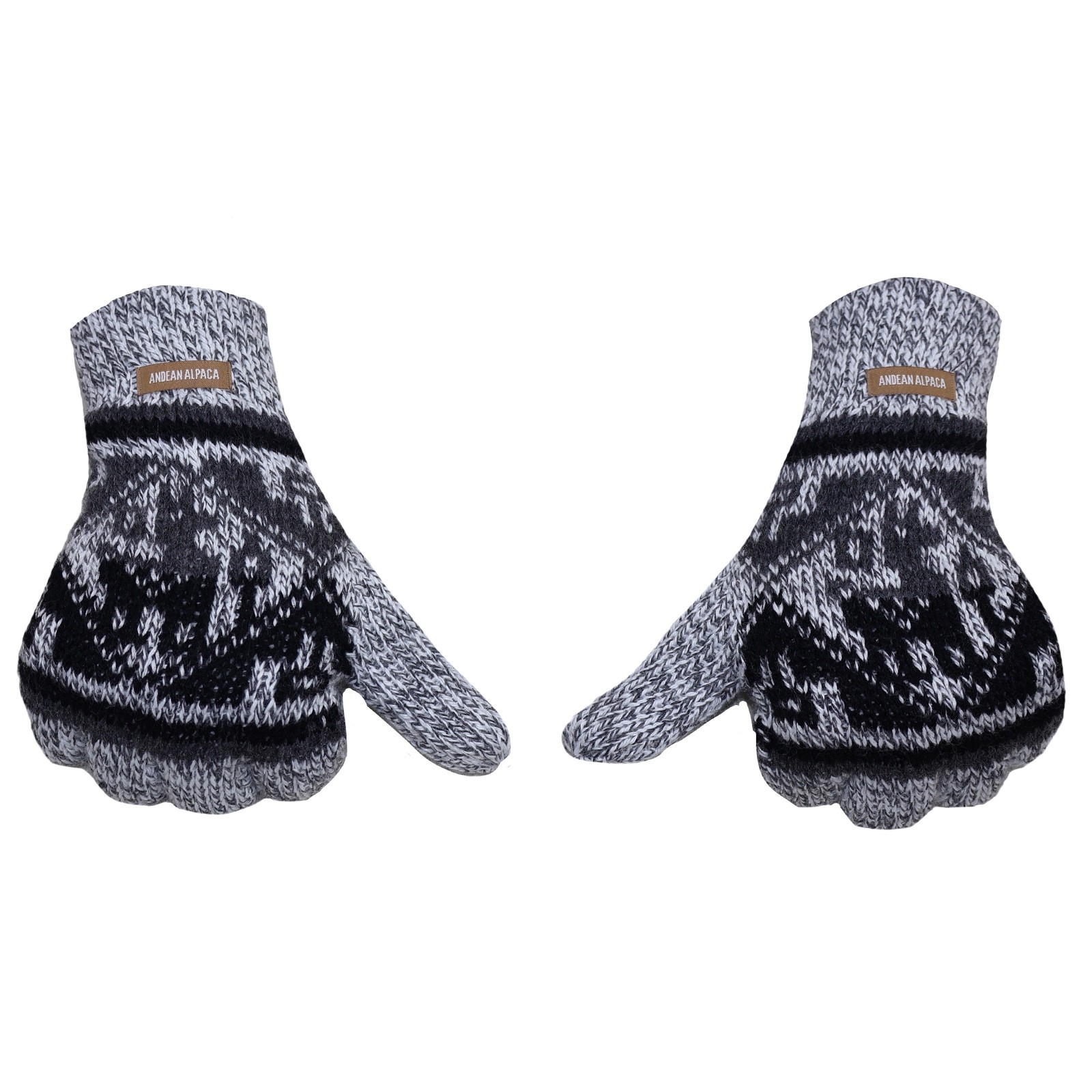 HANDMADE ANDEAN ALPACA MEN'S M LIGHT GRAY GLOVES