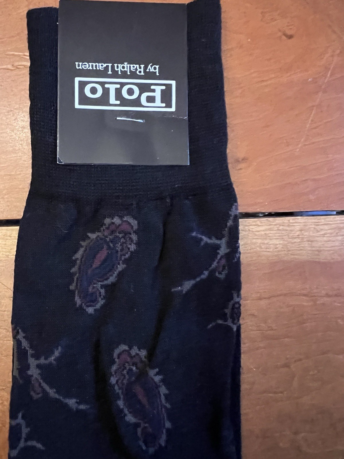 NWT POLO Ralph Lauren Mens Lux Dress Socks OTC 65% Wool Black Paisley JAPAN