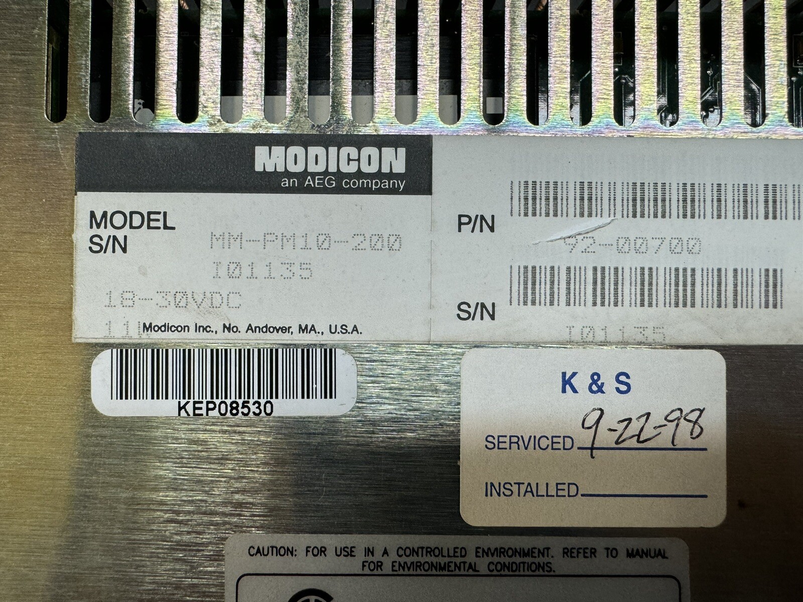 Modicon MM-PM10-200 92-00757-02 Panel Mate Plus 18 28 VDC