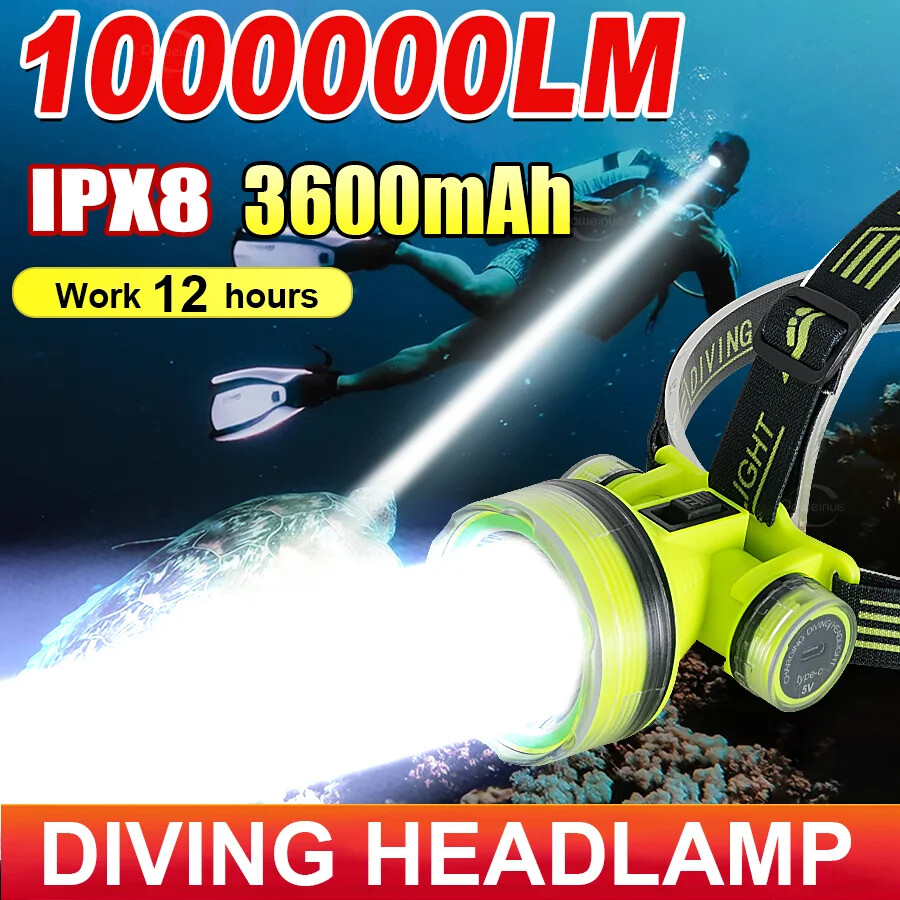 Diving Headlight Waterproof Headlamp 50M Underwater Bright LED Scuba Headlamp