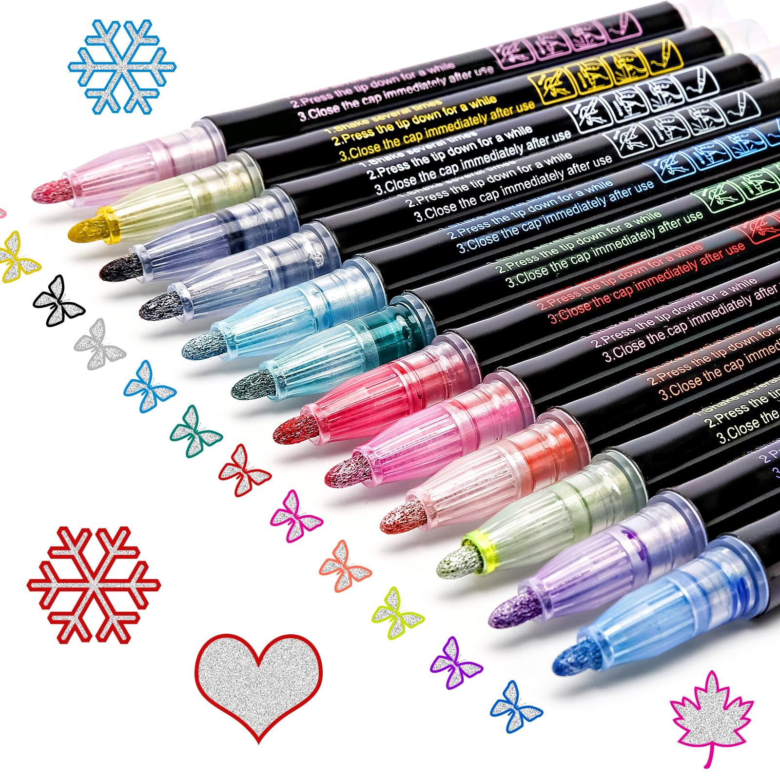 ZUBOND Outline Markers Teen Girls 12 Pack, 1 Count (Pack of 12), Multicolor