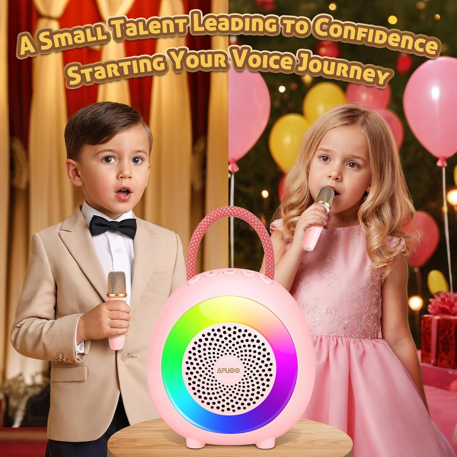 Afuoo Mixbox Portable Mini Karaoke Machine – Bluetooth Speaker with Wireless Mic