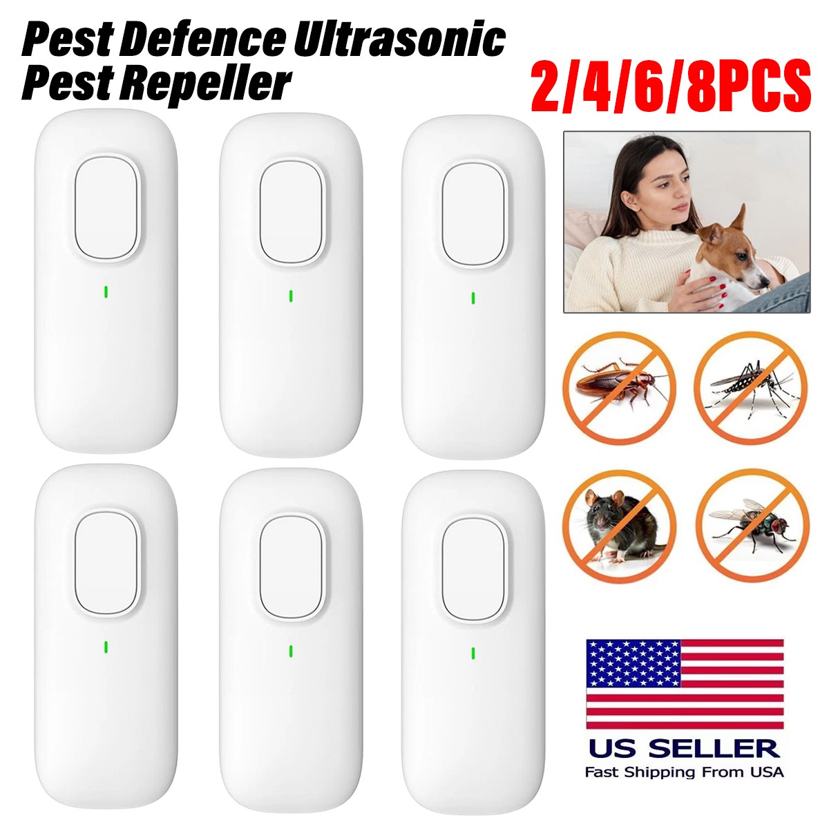 Pest Defence Ultrasonic Pest Repeller, Ultrasonic Pest Repeller Plug 2/4/6/8PCS